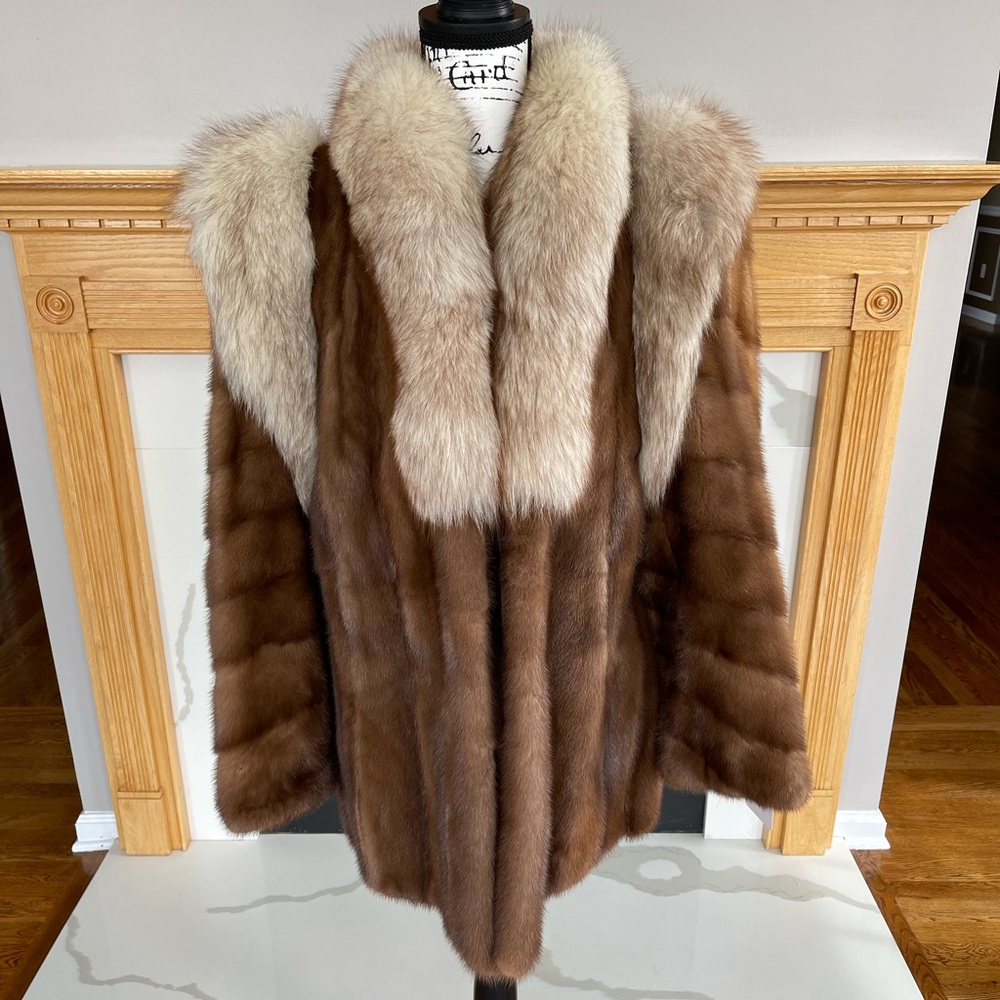 Pastel Mink Coat with Fox Collar